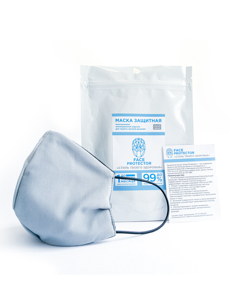 Многоразовая маска для защиты органов дыхания FaceProtector, класс защиты FFP3