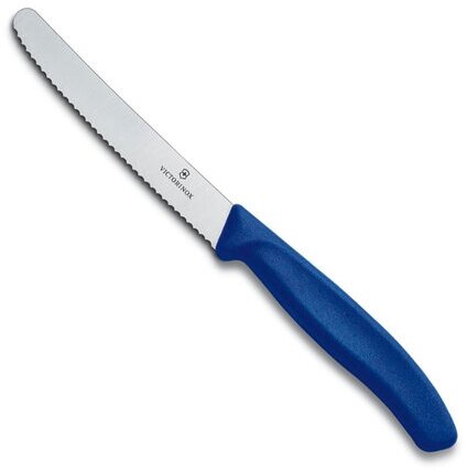Нож Victorinox для томатов и сосисок лезвие 11 см волнистое, синий