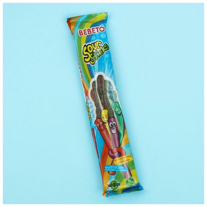 BEBETO Жевательный мармелад BEBETO SOUR STICKS, со вкусом тутти-фрутти, 35 г - фотография № 2