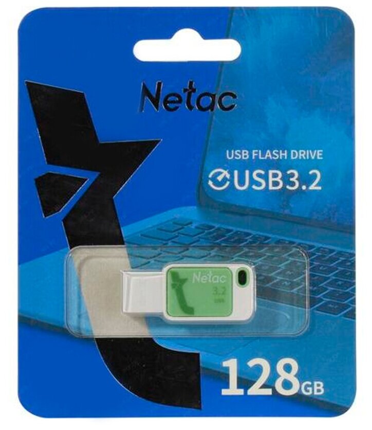 Флешка Netac UA31, 128GB, USB 3.2, Зеленый/Белый (Smoothies Green) NT03UA31N-128G-32GN - фото №2