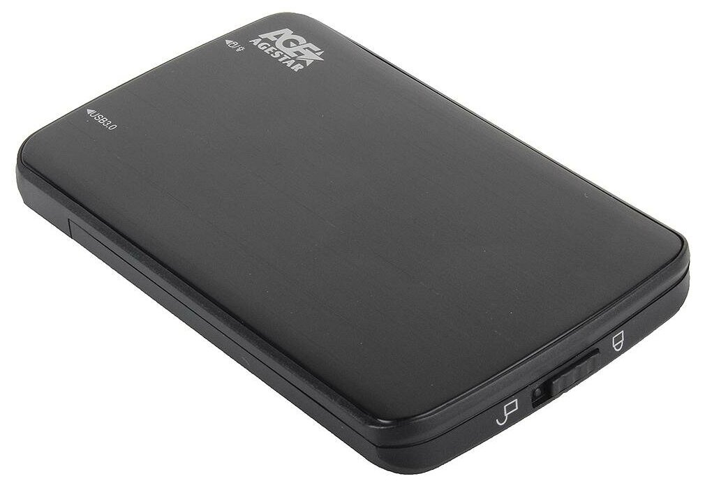 Корпус для SSD-HDD AgeStar 3UB2A12 2.5 SATA алюминиевый, чёрный usb 3.0