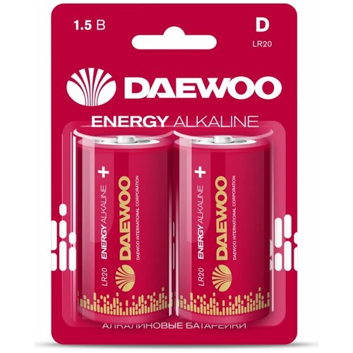 Батарейки алкалиновые DAEWOO ENERGY Alkaline типоразмера D (LR20) 2 шт. (LR20EA-2B) батарейка d lr20 1 5v alkaline bl 2шт daewoo energy 1030429