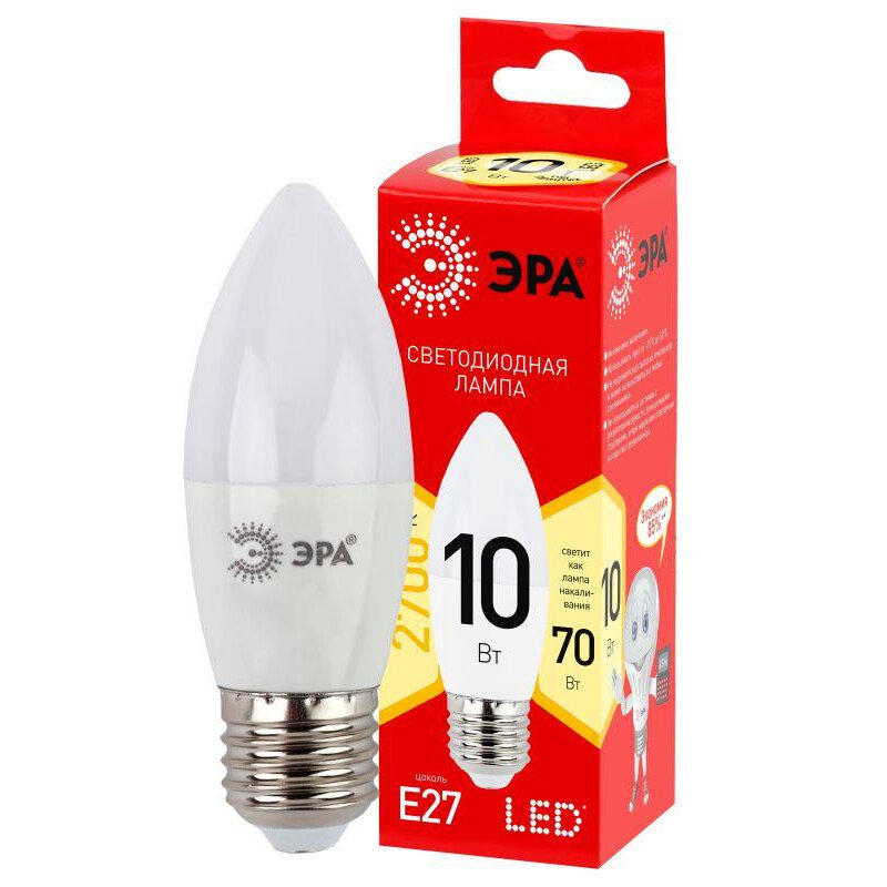 Лампа светодиодная LINE LED B35-10W-827-E27 R B35 10Вт свеча E27 тепл. бел. ЭРА Б0052377 - фотография № 2