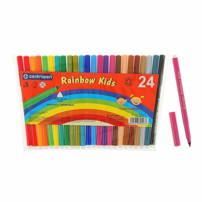 Фломастеры Centropen Rainbow Kids 24 цвета - фото №3