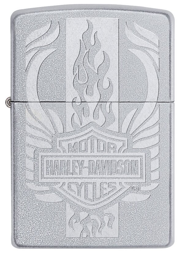 Оригинальная бензиновая зажигалка ZIPPO Classic 49660 Harley-Davidson® c покрытием Satin Chrome™ - Harley-Davidson