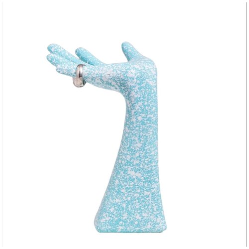 фото Подставка для колец "рука", голубой, 17х7,8х10,4 см mva