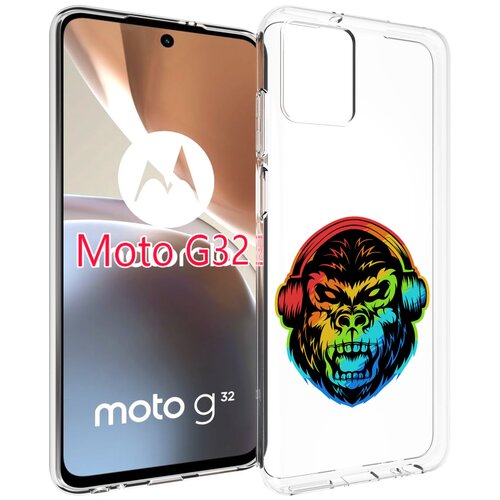 Чехол MyPads Горилла-в-наушниках для Motorola Moto G32 задняя-панель-накладка-бампер