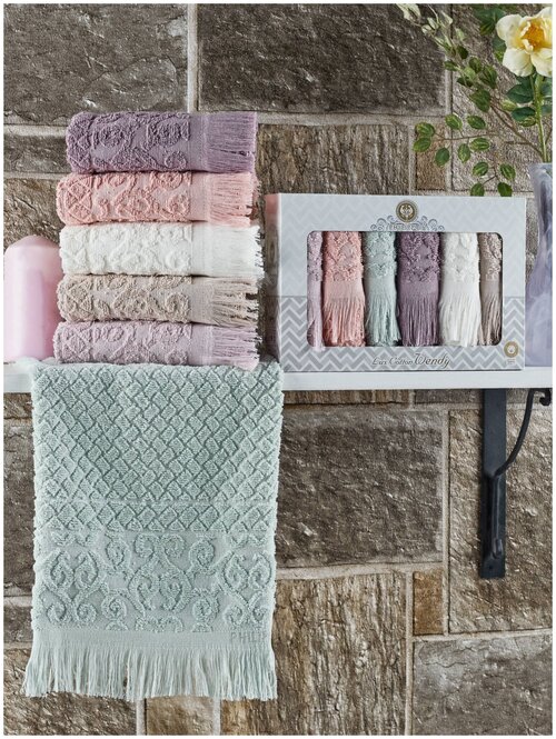 Махровые жаккардовые полотенца с бахромой 30х50 (6 шт) 10643 Wendy Philippus (разноцветный), Комплект полотенец (30x50см)