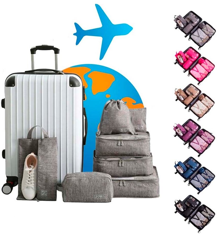 Набор органайзеров из 7 шт для путешествий в чемодан NIT Perfect Goods, цвет фиолетовый - фотография № 2