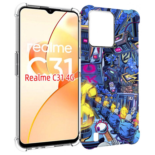 Чехол MyPads футуристичная картинка для OPPO Realme C31 задняя-панель-накладка-бампер