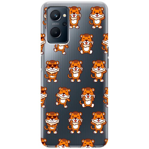 Силиконовый чехол с принтом Tigers Pattern для Realme 9i / Рилми 9и матовый чехол tigers pattern для realme 9i рилми 9и с 3d эффектом желтый