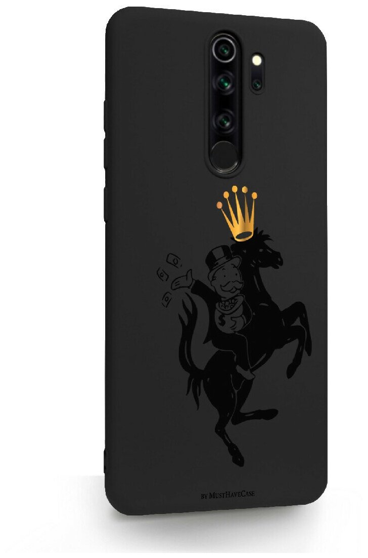 Черный силиконовый чехол для Xiaomi Redmi Note 8 Pro Monopoly на коне для Сяоми Редми Ноут 8 Про