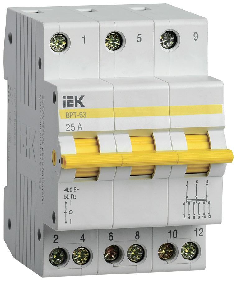 MPR10-3-025 Выключатель-разъединитель IEK ВРТ-63 25А 3П трехпозиционный