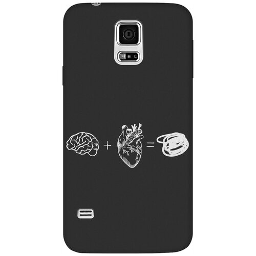 Матовый Soft Touch силиконовый чехол на Samsung Galaxy S5, Самсунг С5 с 3D принтом Brain Plus Heart W черный матовый soft touch силиконовый чехол на samsung galaxy s5 самсунг с5 с 3d принтом cut it w черный