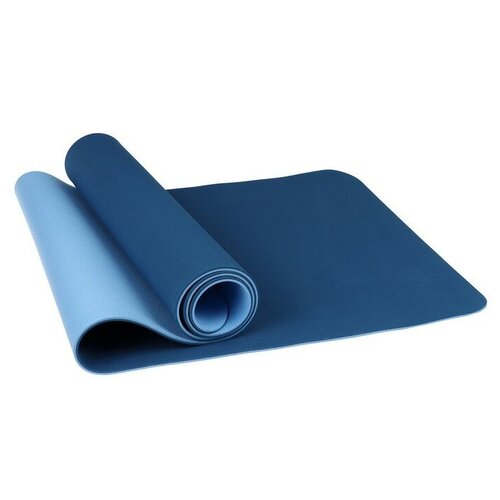 фото Коврик для йоги 183x61x0,6 см, двухцветный, цвет синий sangh