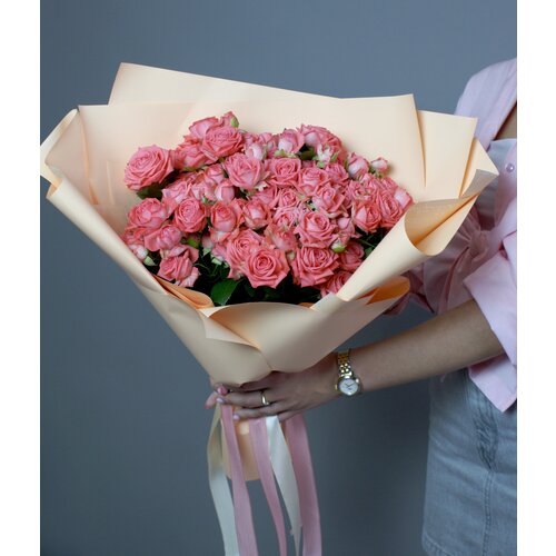 Розы кустовые розовые 25 штук, "Барбадос" 45 см