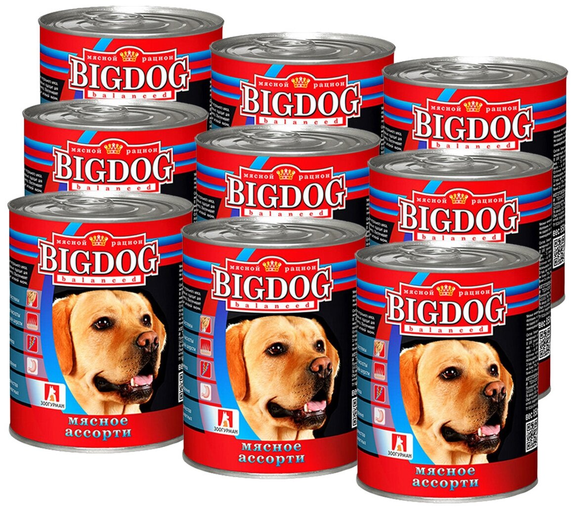 Зоогурман BIG DOG для взрослых собак с говядиной и рубцом (850 гр х 9 шт)