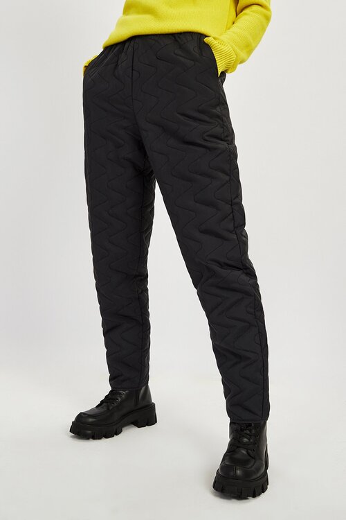 Брюки  Baon, прямой силуэт, повседневный стиль, пояс на резинке, утепленные, карманы, размер 44, черный