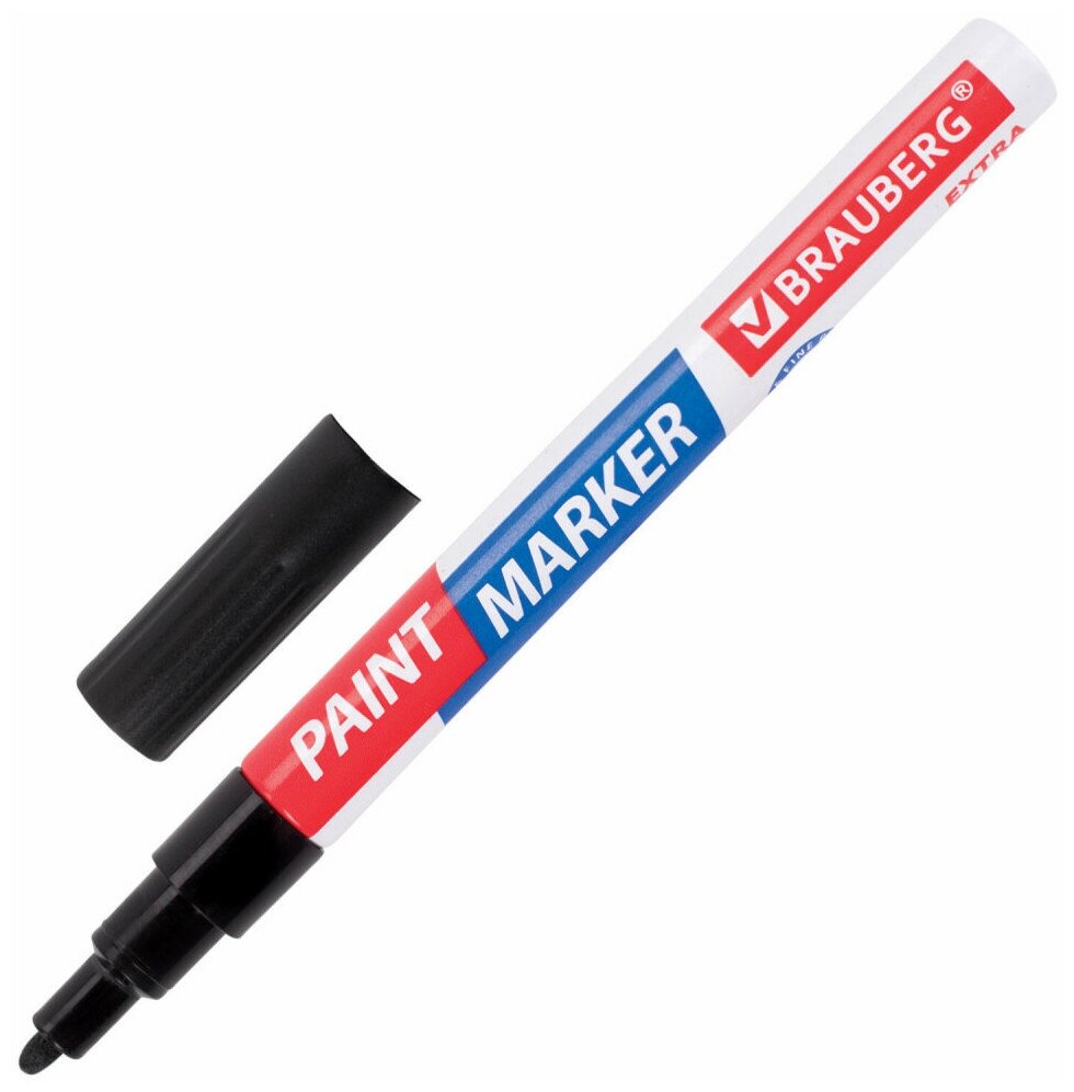 Маркер-краска лаковый EXTRA (paint marker) 2 мм, черный, усиленная нитро-основа, BRAUBERG, 151968, 1 шт