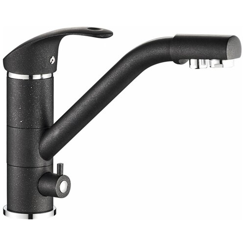 Смеситель для кухни ZorG Steel Hammer SH 321 BLACK CR под фильтр, черный с хромом, рычаг сверху