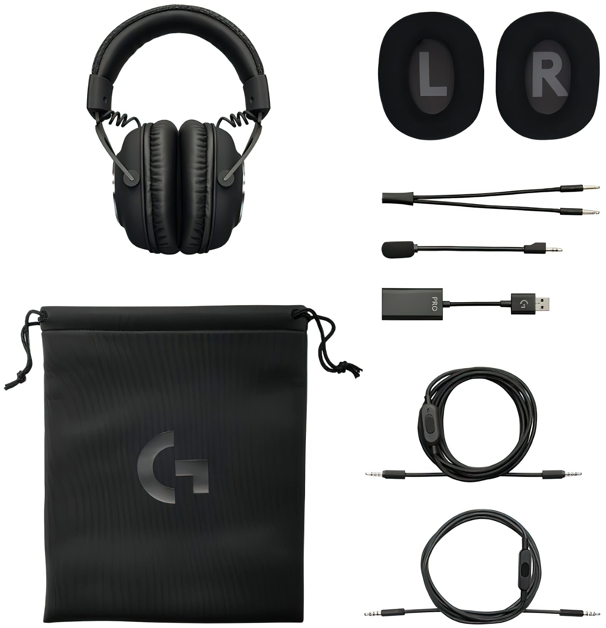 Logitech G PRO X, mini jack 3.5 mm, черный