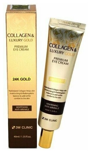 Крем для кожи вокруг глаз с золотом и коллагеном 3W Clinic Collagen And Luxury Gold Premium Eye Cream, 40 мл
