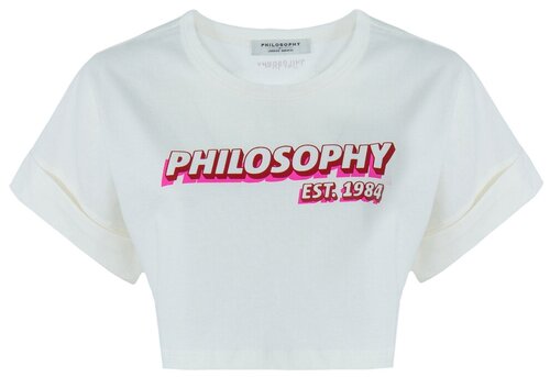 укороченная футболка PHILOSOPHY DI LORENZO SERAFINI A0706.22 белый+принт m
