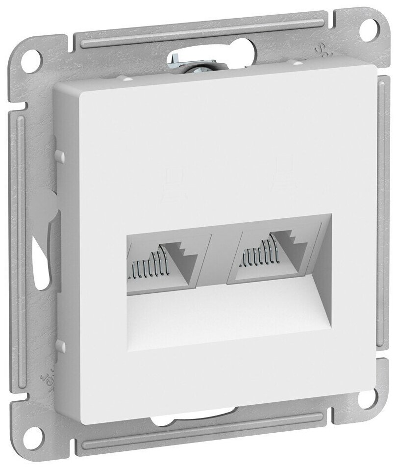 Розетка компьютерная 2 шт AtlasDesign RJ45+RJ45 категория 5E двойная Schneider Electric/Systeme Electric механизм скрытая установка белый ATN000186