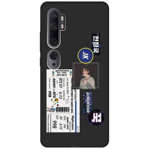 Матовый чехол BTS Stickers для Xiaomi Mi Note 10 / Note 10 Pro / Сяоми Ми Ноут 10 / Ми Ноут 10 Про с 3D эффектом черный матовый чехол на xiaomi mi note 10 note 10 pro сяоми ми ноут 10 ми ноут 10 про soft touch синий