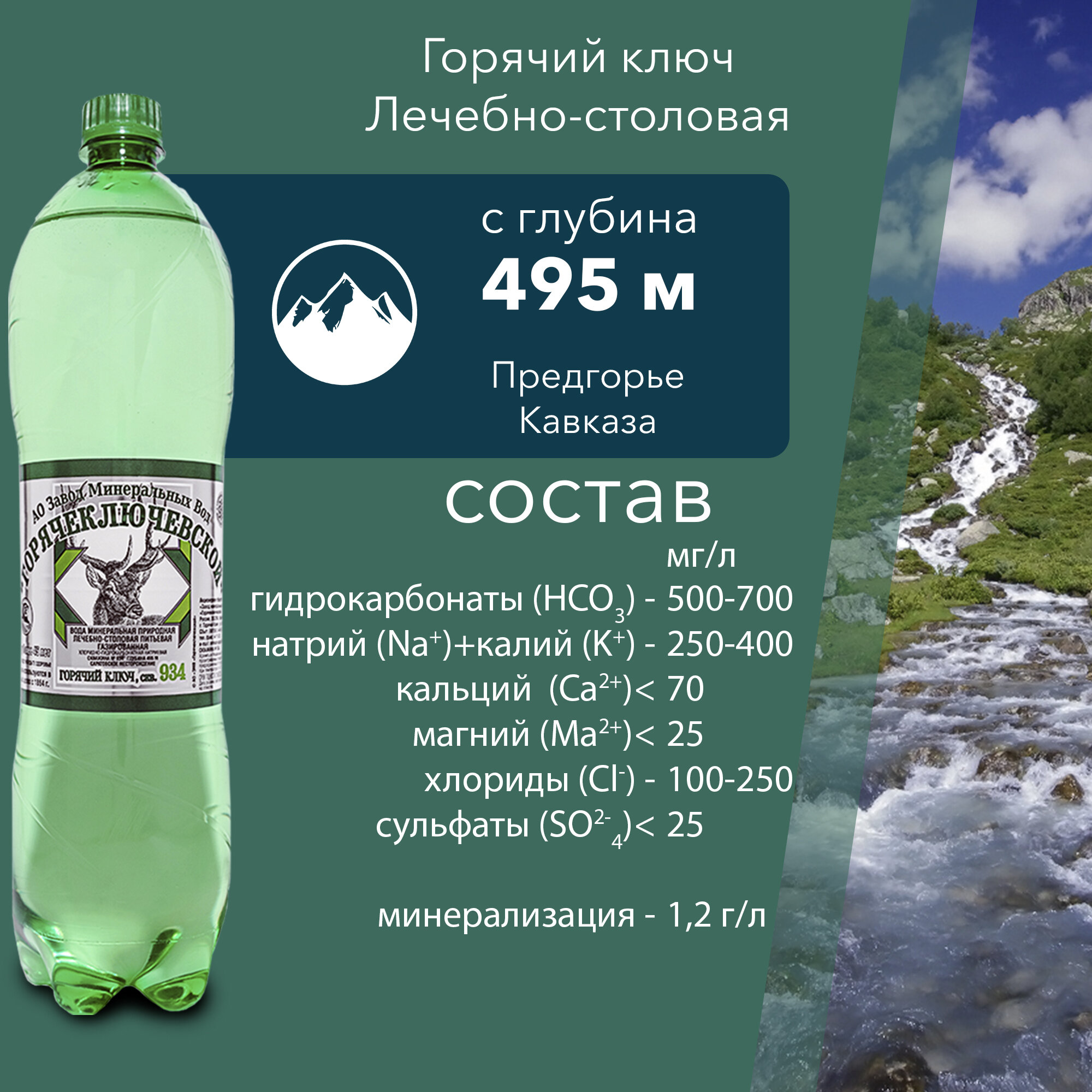 Вода Горячий Ключ Лечебно-столовая. Объем 1.5л*6. Вода минеральная питьевая негазированная природная целебная лечебная, выводит токсины, для детей - фотография № 5