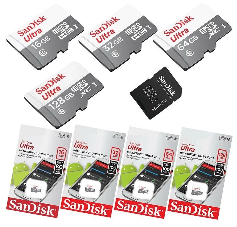 Карта памяти microSDHC UHS-I SANDISK Ultra Light 32 ГБ, 100 МБ/с, Class 10, , 1 шт., переходник SD - фото №8