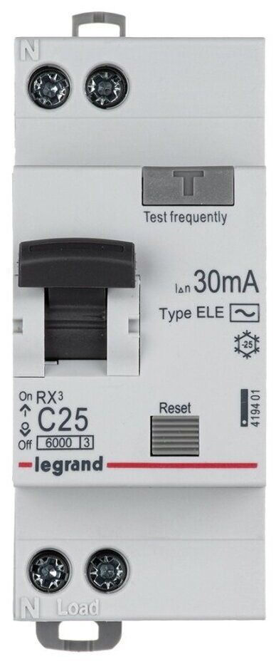 Дифференциальный автомат Legrand RX3 2П 30 мА C 6 кА AC электронный 10 А - фотография № 2