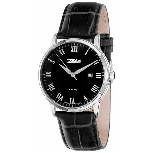 Наручные часы Слава, черный, серебряный наручные часы слава 2251240 6p29 300
