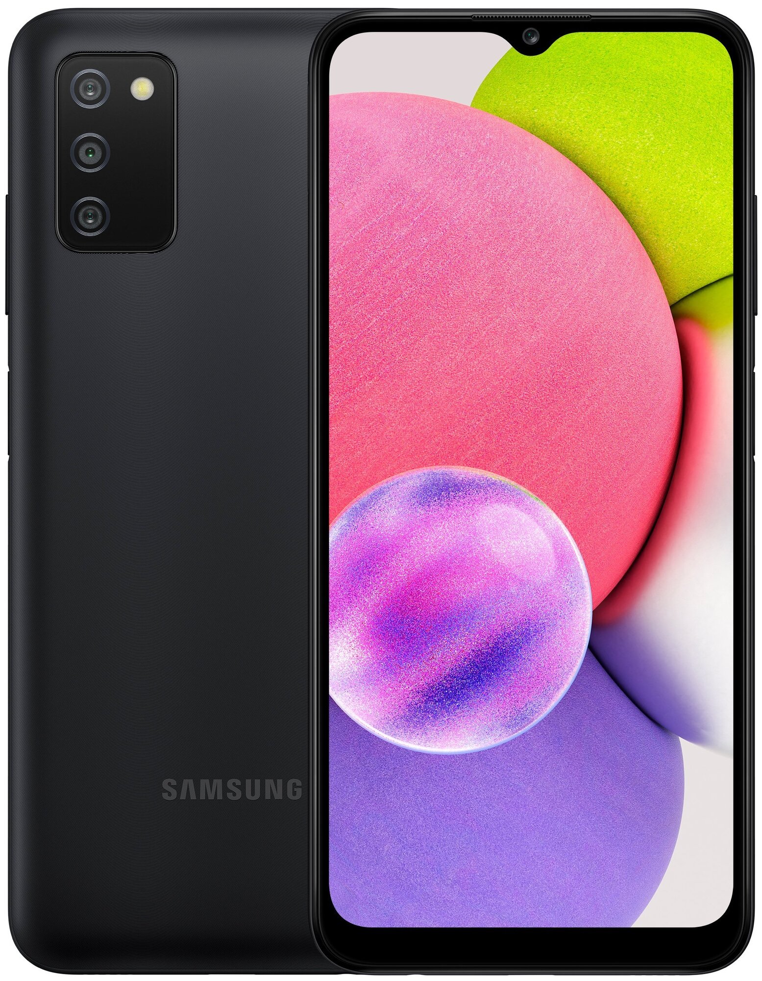 Смартфон Samsung Galaxy A03s 4/64 ГБ RU, Dual nano SIM, черный