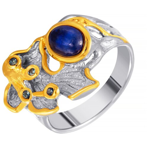 кольца джей ви серебряное кольцо с сапфиром Кольцо JV, серебро, 925 проба, сапфир, корунд, размер 17