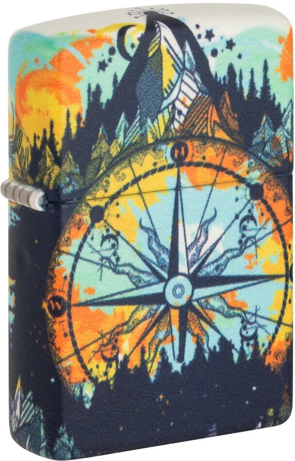 Оригинальная бензиновая зажигалка ZIPPO Compass с покрытием Glow In The Dark Green, латунь/сталь, разноцветная, 38x13x57 мм