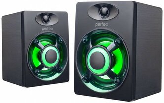 Колонки Perfeo "OREOL", 2.0, мощность 2х3 Вт, LED подсветка 7 цв., чёрн, USB