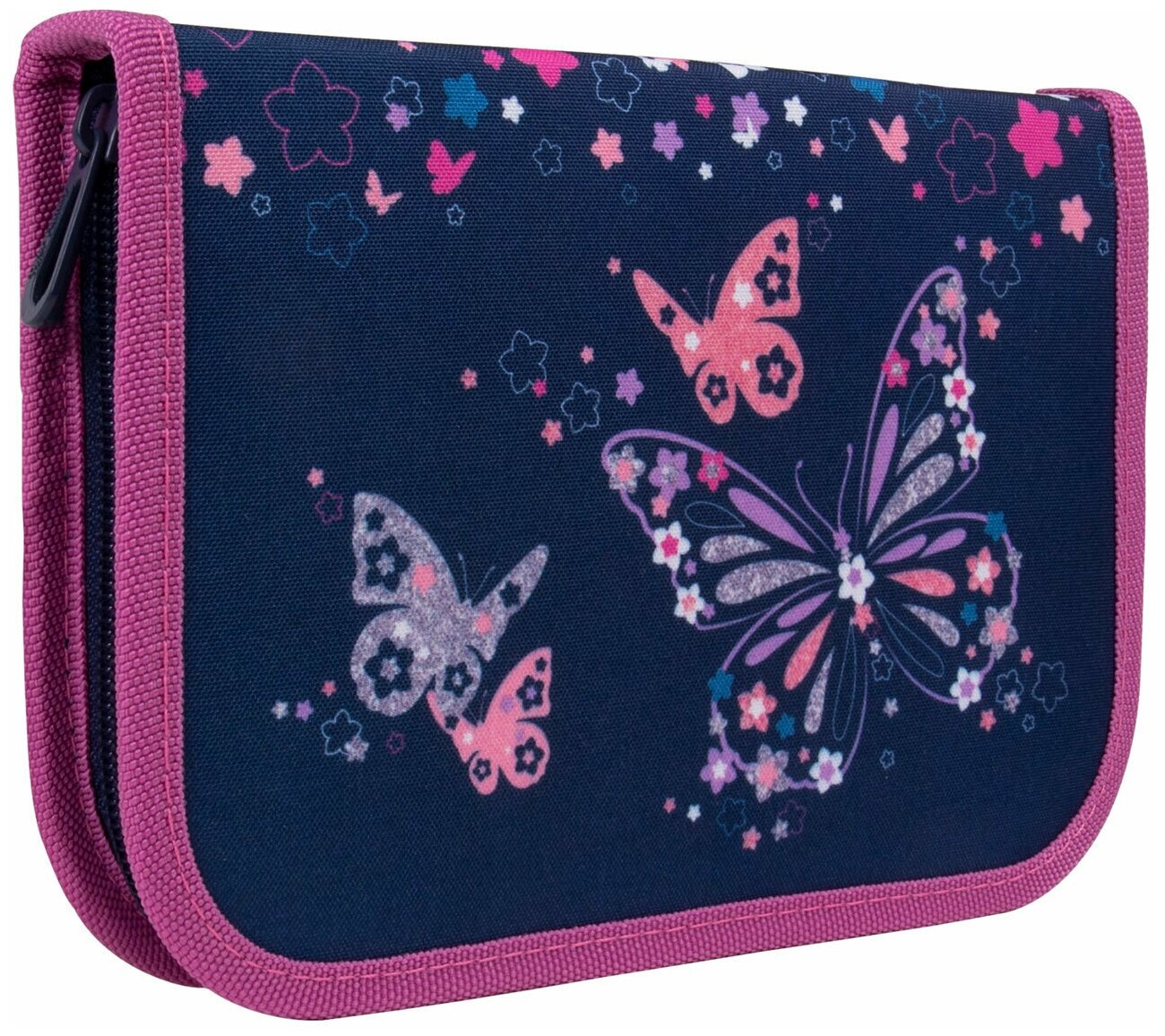 Пенал TIGER FAMILY с наполнением, 1 отделение, 16 предметов, "Butterfly Mistery", 20х14х4 см, 270232