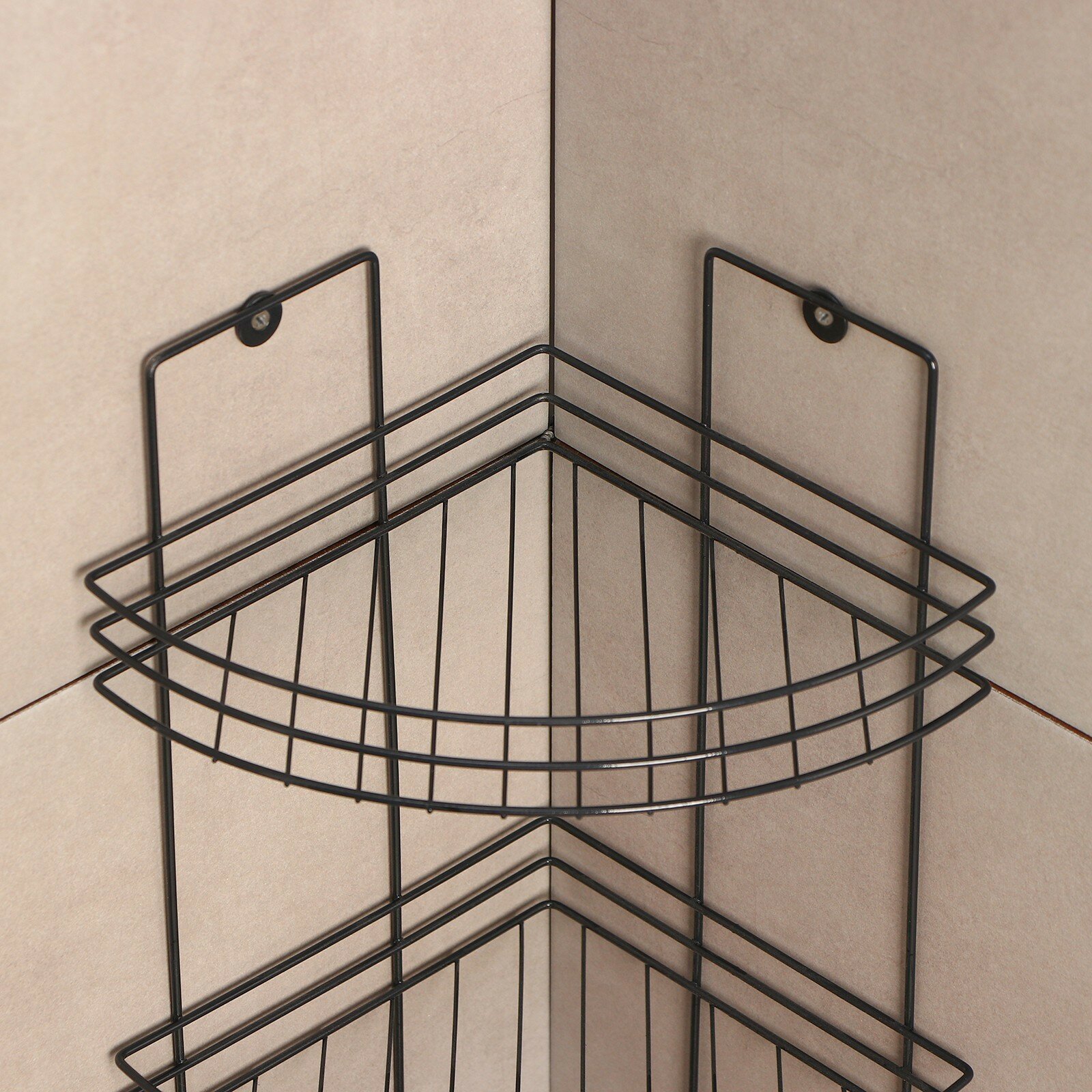 Полка для ванной угловая 3-х ярусная, 20×20×49 см, цвет чёрный - фотография № 4