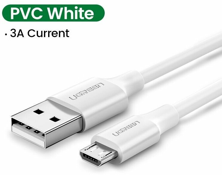 Кабель UGREEN US289 (60141) USB 2.0 A to Micro USB Cable Nickel Plating. Длина: 1м. Цвет: белый