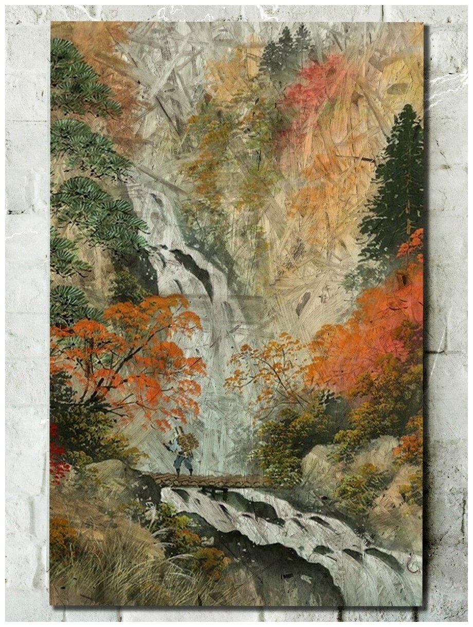 Картина интерьерная на рельефной доске китайская живопись (Го - хуа, горы и воды) - 917