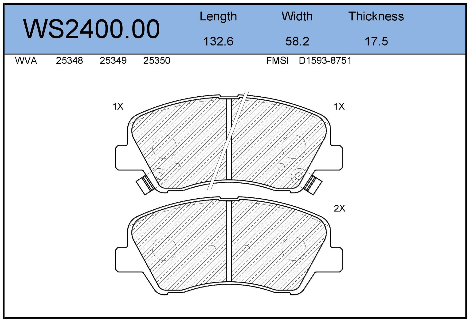 Колодки тормозные дисковые передние Jeenice WS240000