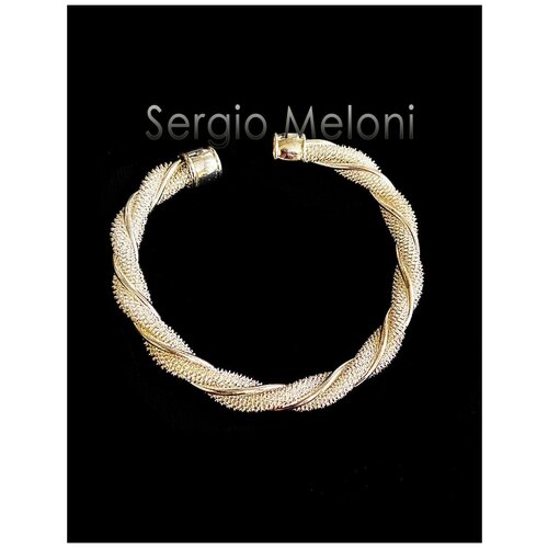 Жесткий браслет Sergio Meloni, металл, 1 шт., размер 10 см, размер one size, диаметр 7 см, серебристый