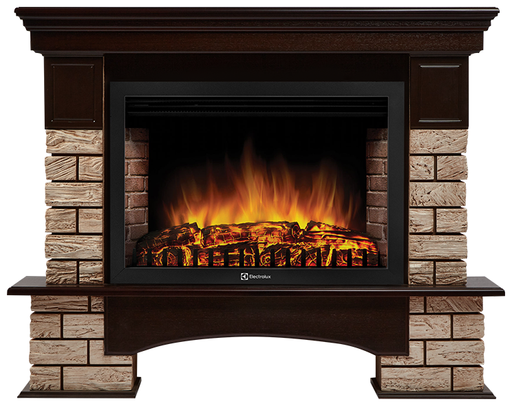 Портал Firelight Forte Wood 30 камень коричневый, шпон темный дуб