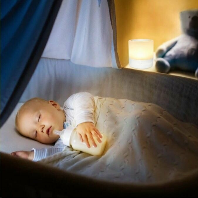 Ночник светильник беспроводной детский светодиодный для сна прикроватный настольный форма лампы цилиндр - фотография № 7