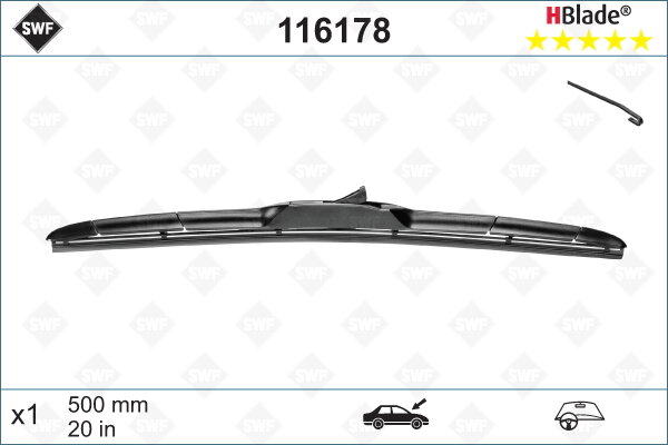 Щетка стеклоочистителя гибридная SWF Hybrid/500 мм "крючок" 9x3/9x4 SWF 116178
