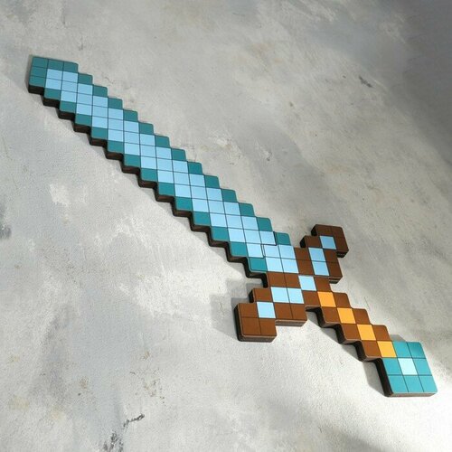 игрушечное оружие woodcarver меч воинский алмазный Игрушечное оружие Меч, 19,5х56,5х1,2 см, пиксельный, алмазный .