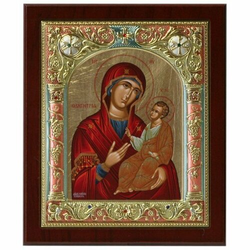 Икона Божья Матерь Одигитрия в серебряном окладе 17*14 см арт ДВ-042
