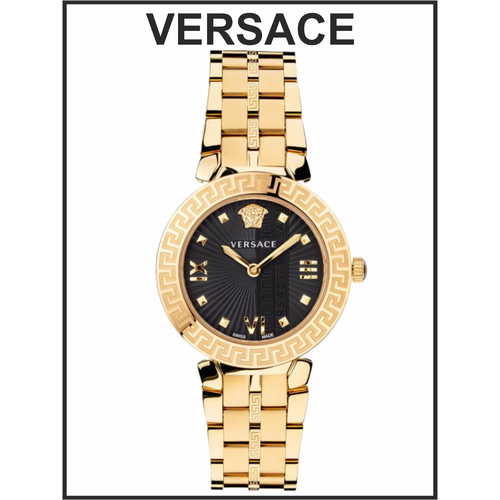 фото Наручные часы versace женские наручные часы versace черные стальные кварцевые оригинальные, золотой