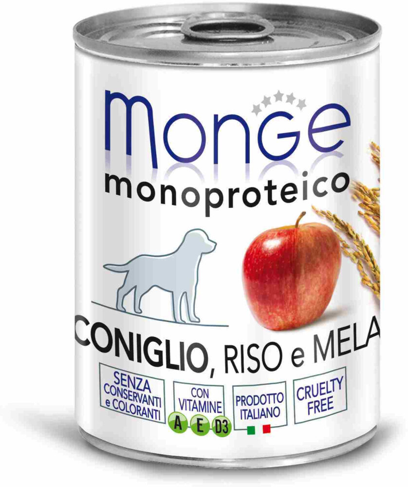 Monge Dog Monoprotein Fruits Влажный корм для собак, Кролик, Рис и Яблоки 0.4кг